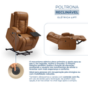 Ver imagem 5 de Poltrona do Papai Reclinável Elétrica com Elevação Massagem e Aquecimento Corino Caramelo