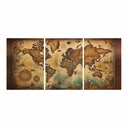 Ver imagem 3 de Kit 3 Quadro Decorativo Mapa Mundi Antigo Mundo Globo Brasil 28x20cm