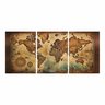 Kit 3 Quadro Decorativo Mapa Mundi Antigo Mundo Globo Brasil 28x20cm - 3