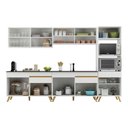 Ver imagem 4 de Armário de Cozinha Completa 302cm Veneza Multimóveis V3689 Branco/Dourado