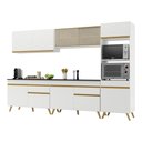 Ver imagem 1 de Armário de Cozinha Completa 302cm Veneza Multimóveis V3689 Branco/Dourado