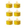 Kit com 6 Velas Velinhas Led Decoração Artificial Festa Casamento Romântica - Dourado - 1