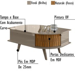 Cristaleira Buffet Aparador Mesa De Centro Fenddi Naturale MDT - 11