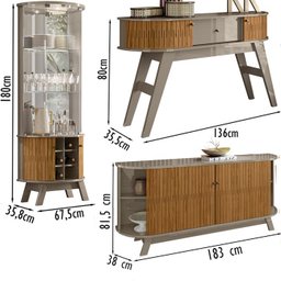 Cristaleira Buffet Aparador Mesa De Centro Fenddi Naturale MDT - 4