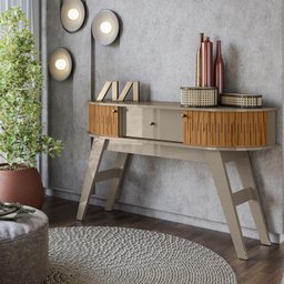 Cristaleira Buffet Aparador Mesa De Centro Fenddi Naturale MDT - 10