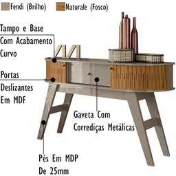 Cristaleira Buffet Aparador Mesa De Centro Fenddi Naturale MDT - 9