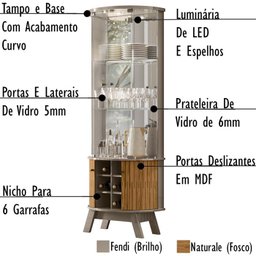 Cristaleira Buffet Aparador Mesa De Centro Fenddi Naturale MDT - 7