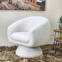 Ver imagem 3 de Poltrona Decoratiova Giratória Organica Petra Base Cone Boucle Off White