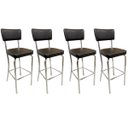Ver imagem 1 de Kit 4 Banquetas Olivia Alta Bar Cozinha Cromada Assento Grosso Preto Encosto Estofado