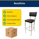 Ver imagem 6 de Kit 4 Banquetas Olivia Alta Bar Cozinha Cromada Assento Grosso Preto Encosto Estofado
