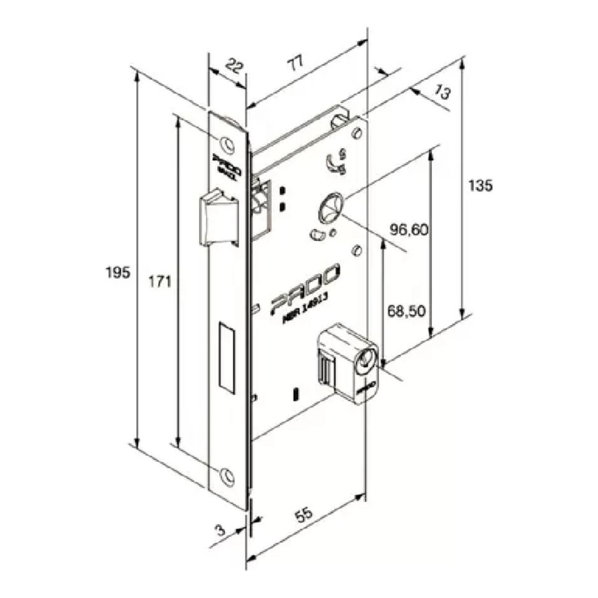 Fechadura Porta Externa Sala Quarto Modena Pado Cromada 55mm Quadrada Cr - 7