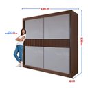 Ver imagem 3 de Guarda-Roupa Casal 2 Portas 6 Gavetas 100% MDF Ripado Hawai Marrom/Castanho/Off White