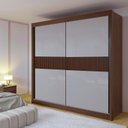 Ver imagem 1 de Guarda-Roupa Casal 2 Portas 6 Gavetas 100% MDF Ripado Hawai Marrom/Castanho/Off White