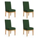 Ver imagem 1 de Kit 4 Cadeiras de Jantar Brisa Veludo Verde Base de Madeira - Pallazio
