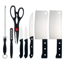 Ver imagem 1 de Jogo Kit de Facas de Churrasco 8 Peças Tesoura Cozinha Açougueiro Aço Inox