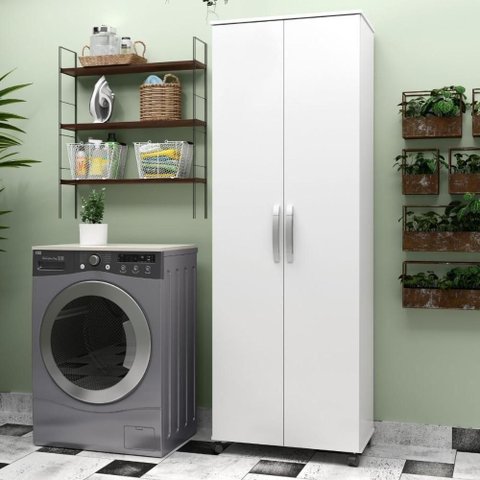 Organizador Armário com Rodízios 2 Portas 4 Prateleiras MDF-MDP 67cm Mais de Casa