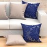 Capa de Almofada Grande Azul e Bege Lisas 2 Unidades 60cm x 60cm com zíper Tecido Jacquard - 5