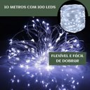 Ver imagem 6 de Fio de Fada 100 LED Branco Frio 10m Cordão Pisca Luz Lâmpada Festa Decoração Árvore de Natal Luvinco