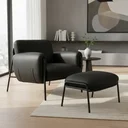 Ver mais imagens de Kit Poltrona Cadeira Decorativa + Puf Serrana Zahav Estofado:Courino Sintético Preto