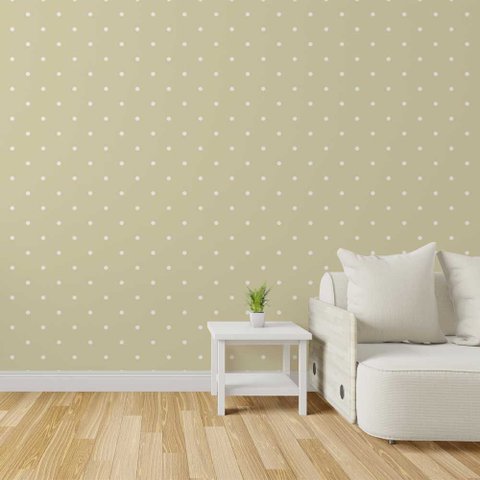 Papel de Parede Poá Amarelo com Bolinhas Brancas Espalhadas - 3,0m