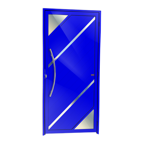 Porta Alumínio Lambril Oasis c/Puxador e.Azul 90 Brimak