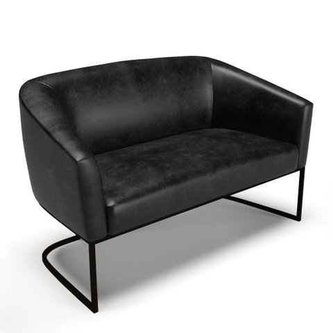 Sofá Namoradeira 2 Lugares Base Industrial Preto Stella Corano D03 - D'Rossi Cor Preto