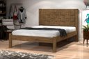 Ver imagem 1 de Cama Lai Casal com Cabeceira Trabalhada 100% Mdf com Estrado em Madeira Cor Jequitiba Ja