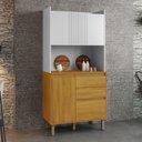 Ver imagem 1 de Kit Armário de Cozinha 4 Portas 2 Gavetas Lucca Chf Móveis Cinamomo com Branco Acetinado