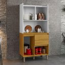 Ver imagem 3 de Kit Armário de Cozinha 4 Portas 2 Gavetas Lucca Chf Móveis Cinamomo com Branco Acetinado