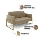 Ver imagem 6 de Sofá Namoradeira com Poltrona Base Industrial Alta Dourado Marisa Suede D03 - D’RossiMarrom