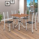 Ver imagem 1 de Conjunto de Mesa Tubular 70cm x 70cm Tampo em MDF com 4 Cadeiras Dany Branco/Preto Liso