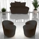 Ver imagem 1 de Kit Namoradeira + 2 Poltronas Yara Orgânica Bouclé Marrom