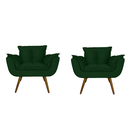 Ver imagem 1 de Combo 2 Poltronas Decorativa Estofada para Sala Comercial Opala Suede Verde - Dl Decor