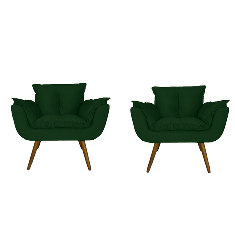 Combo 2 Poltronas Decorativa Estofada para Sala Comercial Opala Suede Verde - Dl Decor