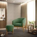 Ver imagem 2 de Puff Stella Suede Verde Base Madeira Castanho - D'Rossi DRossi