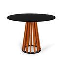 Ver imagem 1 de Mesa de Jantar Redonda TALIA Pés Amadeirados e Tampo em MDF 100cm Preta - MadeDecor