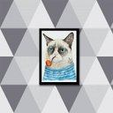 Ver imagem 1 de Quadro Gato Marinheiro 24x18cm - com vidro:Madeira preta