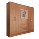 Ver imagem 3 de Guarda-roupa Solteiro Vigo 6 Portas 3 Gavetas com Espelho Cinamomo - Panorama Móveis