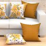 Kit Capa Almofada Mostarda e Estampada 2 Unidades Grande 60cm x 60cm com zíper Tecido Jacquard - 4