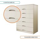 Ver imagem 3 de Cômoda para Quarto 6 Gavetas Sevilha Made Marcs Off White