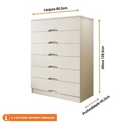 Cômoda Para Quarto 6 Gavetas Sevilha Made Marcs Off White - 2