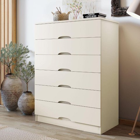 Cômoda para Quarto 6 Gavetas Sevilha Made Marcs Off White