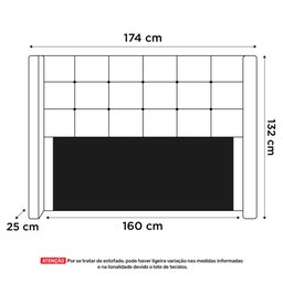 Cabeceira Cama Box Casal Queen Size Gioconda 160cm Com Frame Suede Cinza - Desk Design - 3