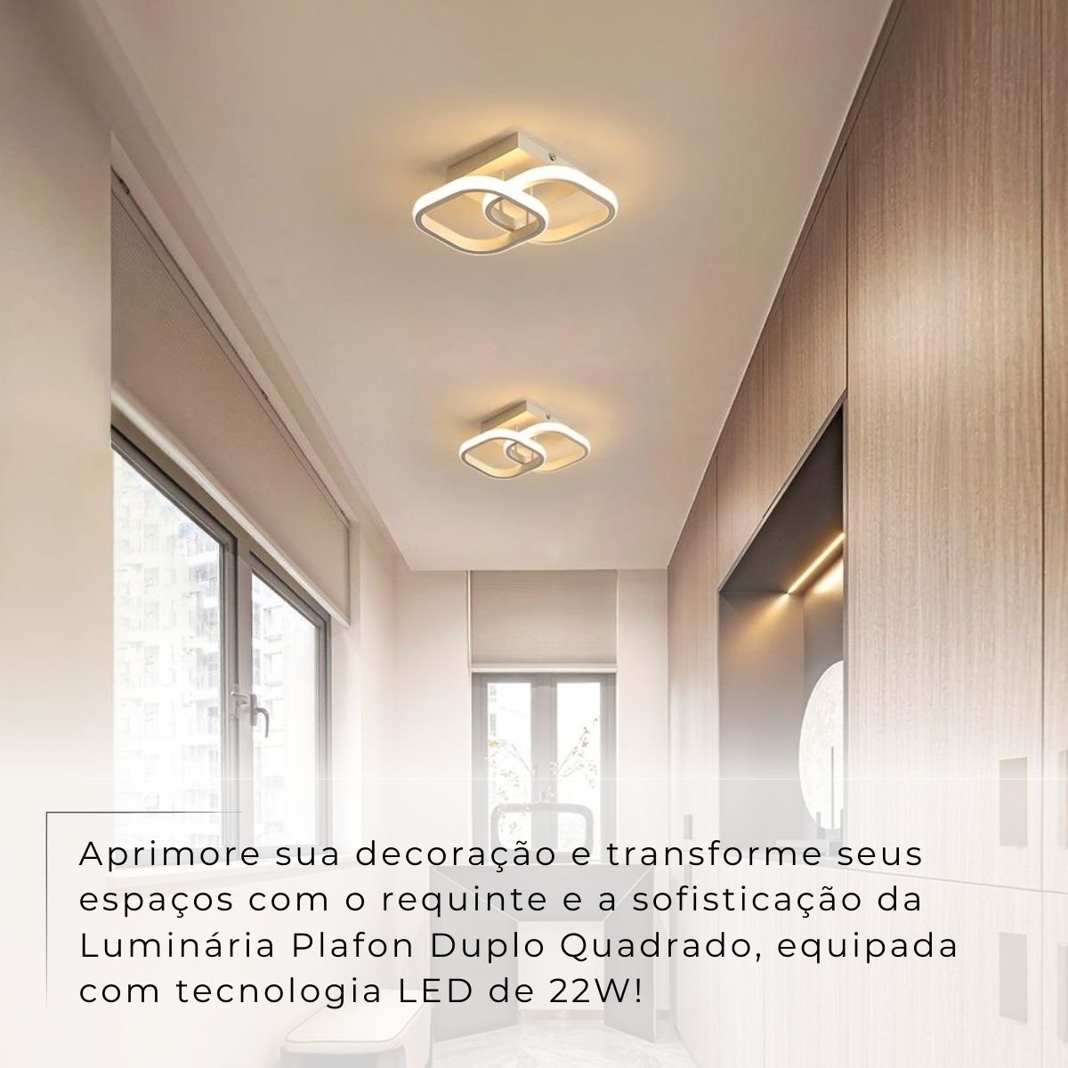 Luminaria Plafon Teto Pendente Quadrado Luz Led Sobrepor 22w Cor Branco Luz Amarela 3000k - 5