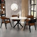 Ver imagem 2 de Kit 4 Cadeiras Sala de Jantar Estar Living Estofada Suran L02 Preto Couríssimo Marrom - Lyam Decor