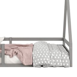Cama Montessoriana Madeira Maciça Casa Estrado Sila Cinza - 7