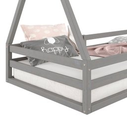 Cama Montessoriana Madeira Maciça Casa Estrado Sila Cinza - 8