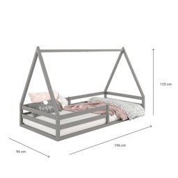 Cama Montessoriana Madeira Maciça Casa Estrado Sila Cinza - 4