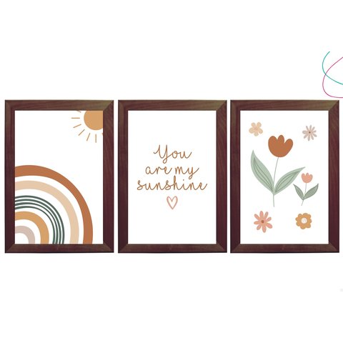 Quadros Decorativos do Tema Arco-íris Boho Escandinavo 30x40:tabaco