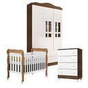 Ver imagem 1 de Quarto de Bebê Ariel 3 Portas com Gaveteiro e Berço Americano Lila Branco Acetinado Amadeirado - Car